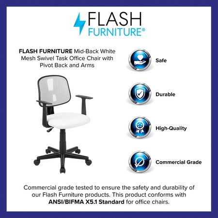 Flash Furniture Pivot Back White Mesh Chair LF-134-A-WH-GG